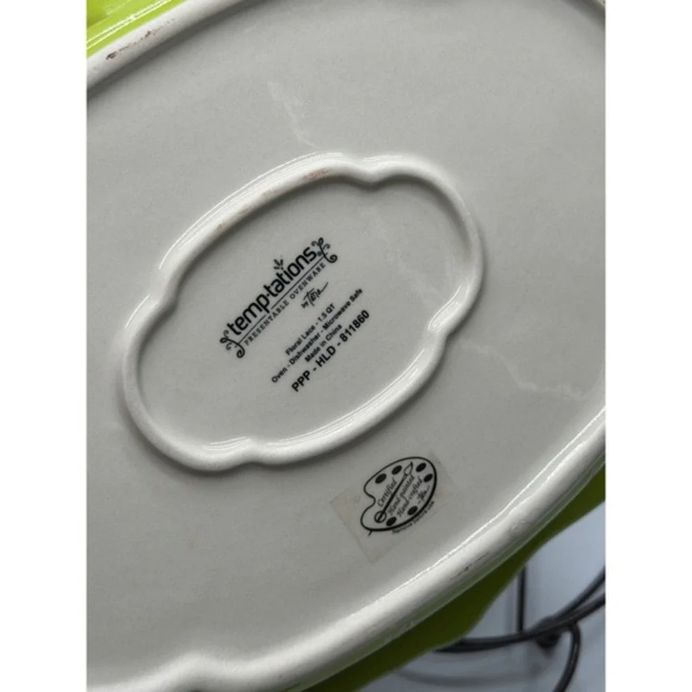 Temptations Floral Lace Blue‎ Ceramic Bakeware Set 3 Pieces with Metal Racks